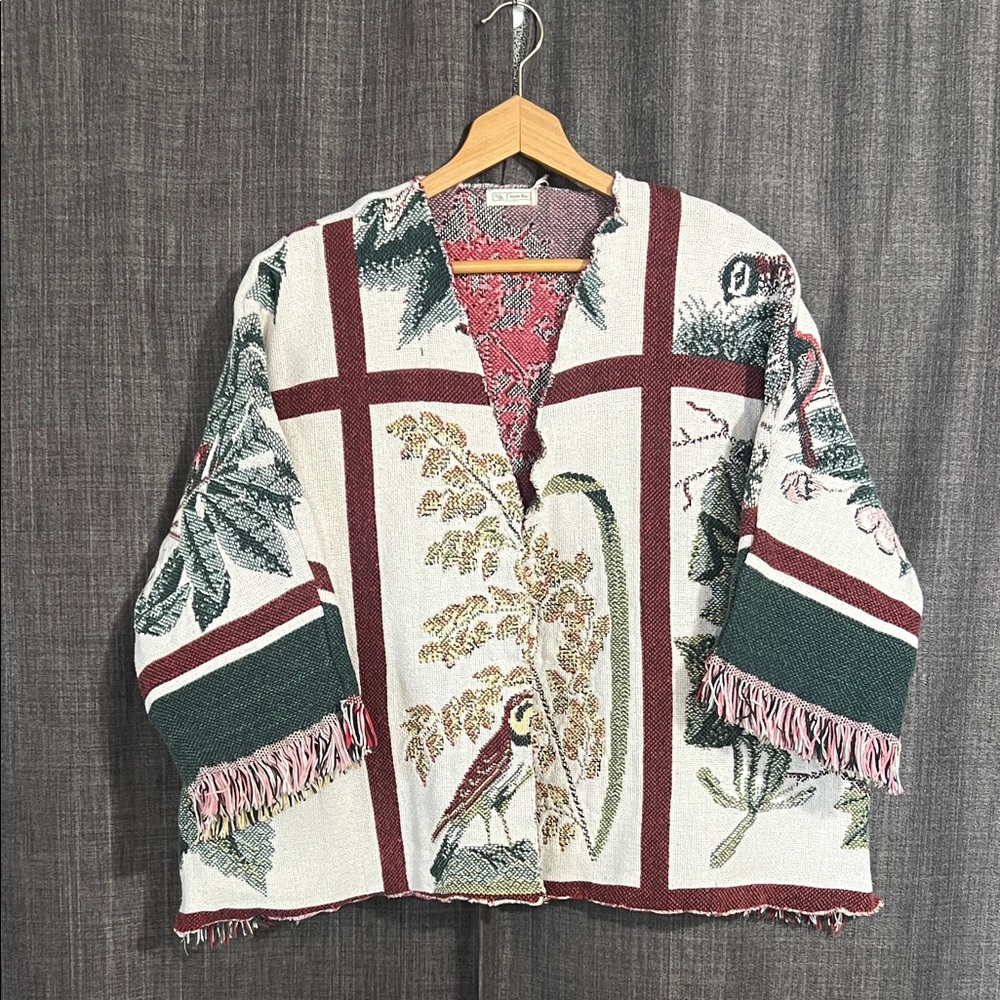 Handmade sewn blanket coat upcycled piece small medium